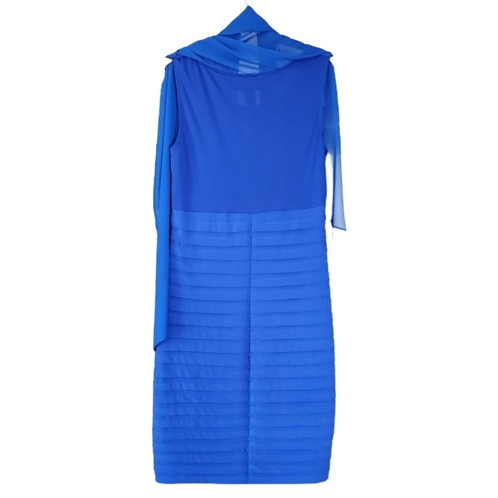 Frank Lyman Royal Saphire Chiffon Cape Cocktail Dress Women's Size 10 - Picture 7 of 8